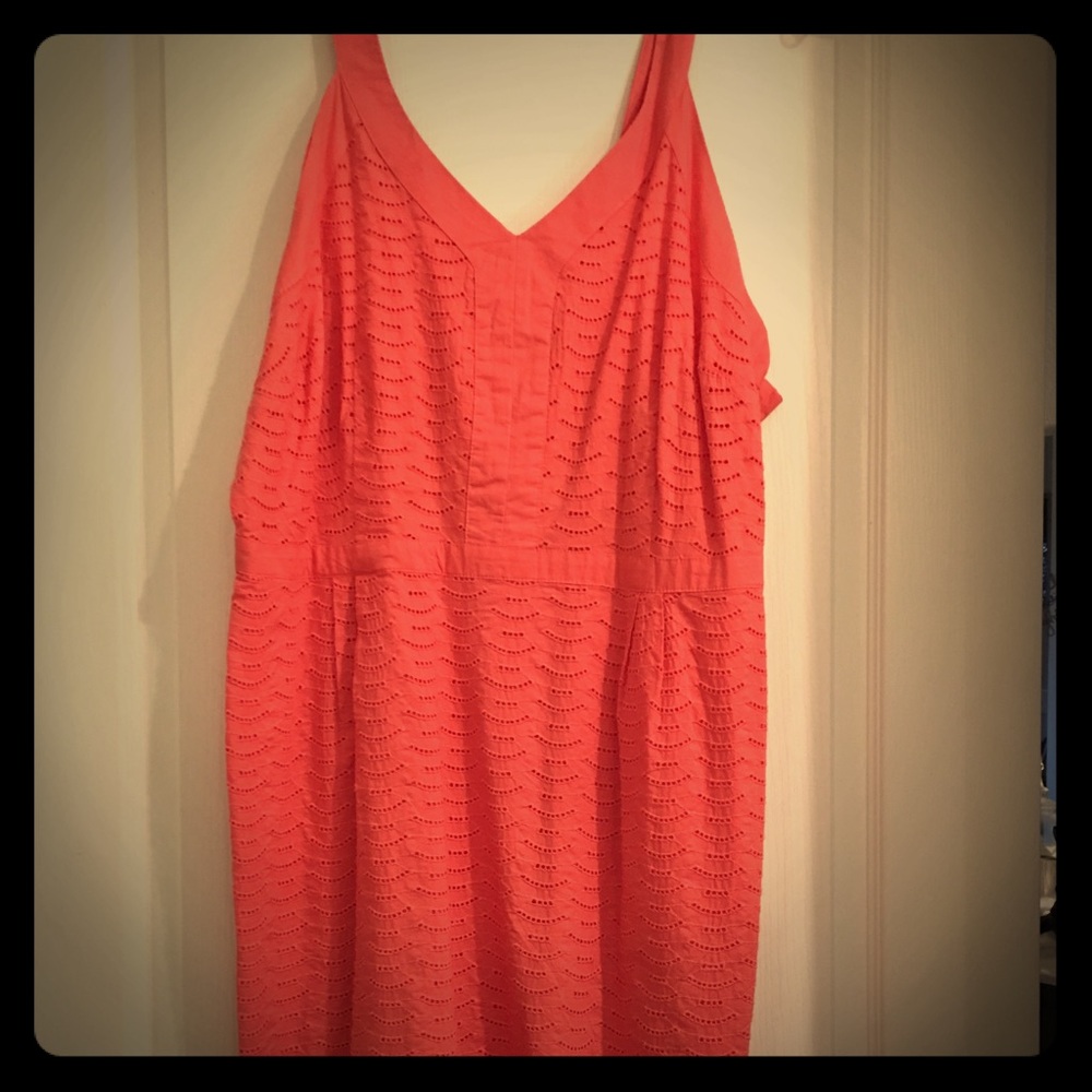 Coral Eyelet Strappy Dress